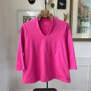 Appleseed’s Prima Cotton Solid Narrow-V Tee Raspberry Deep Rose $50 M
